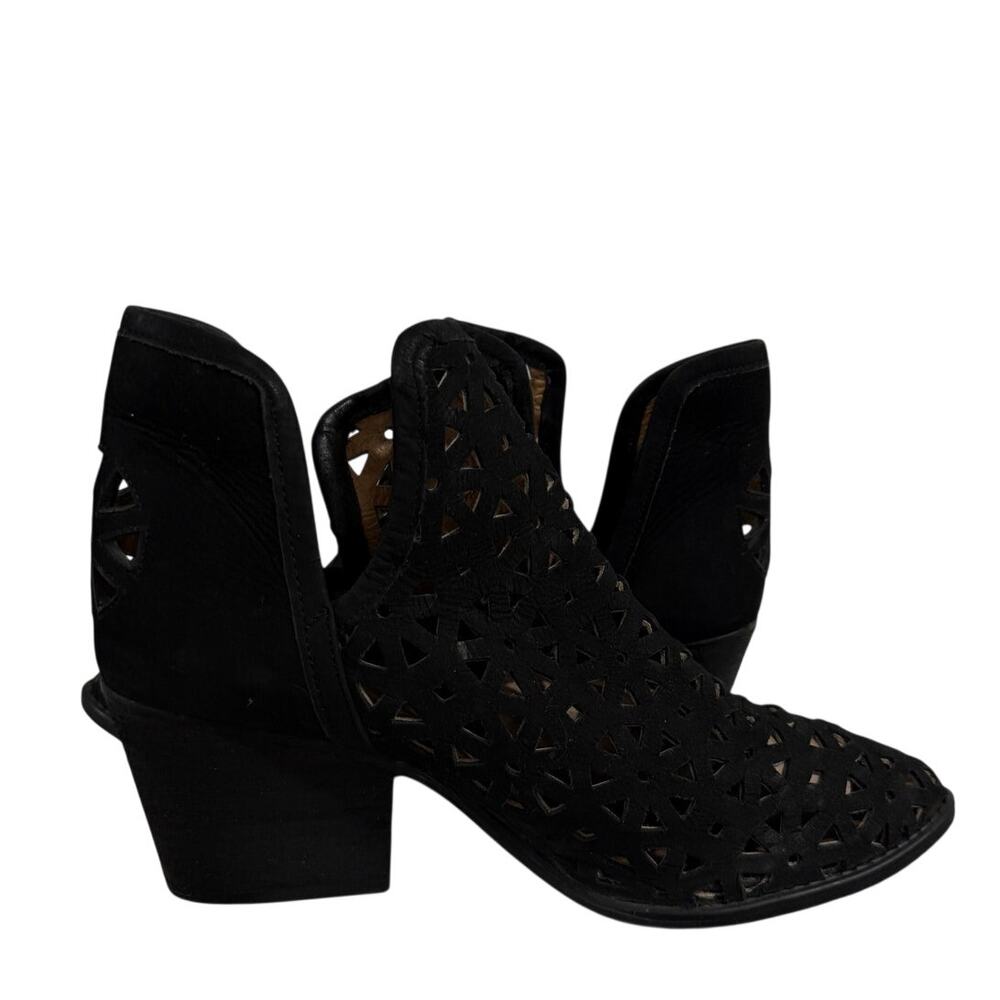 Musse & Cloud Cutout Leather Ankle Booties Western Boho Black Boots Size 9M